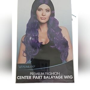 Premium natural long wavy wig adult one size purple/black -brand new